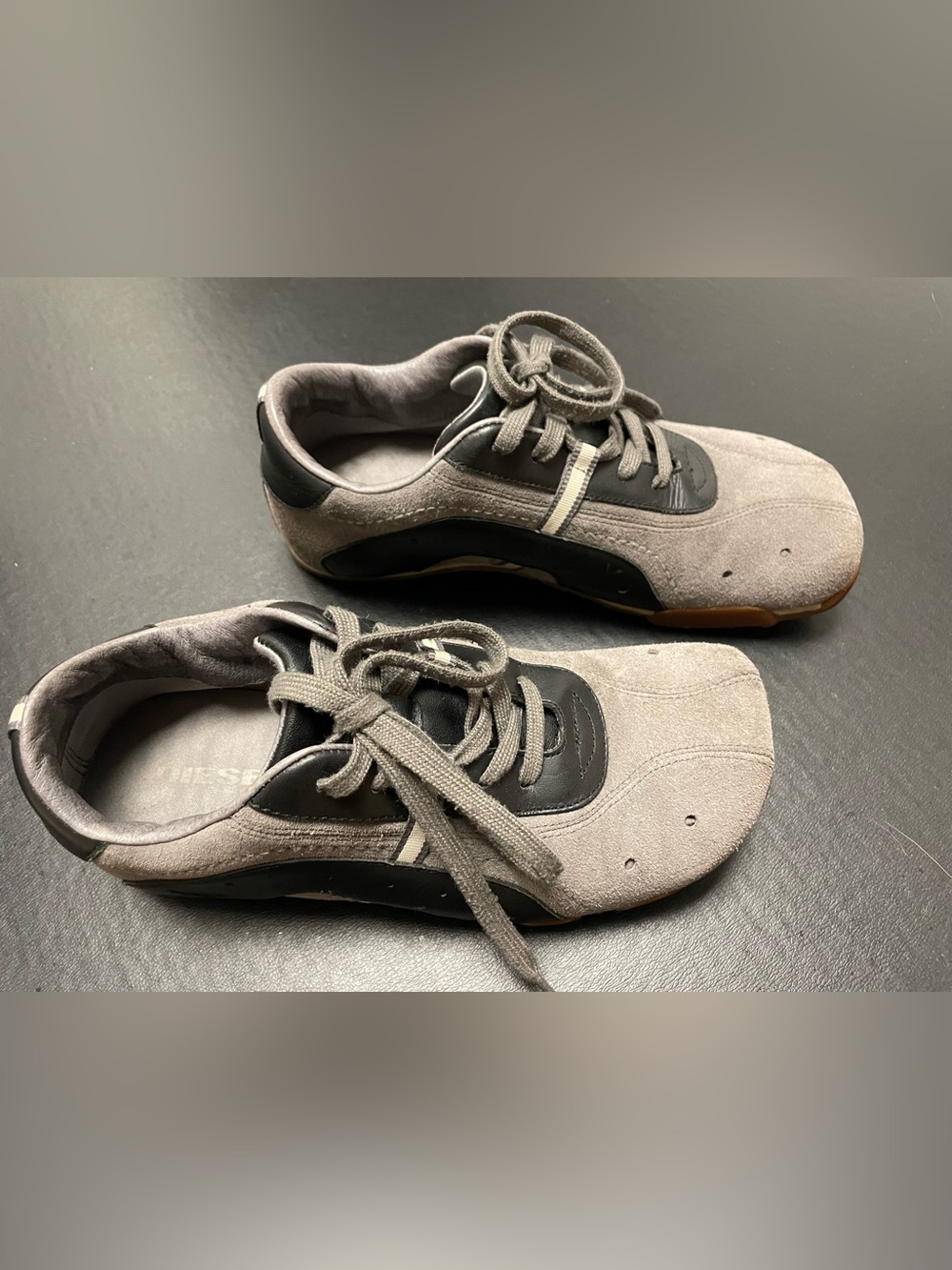 VIntage Y2K Diesel Gray Suede Casual Sneakers - Lace-Up Comfort Size 6.5 AS IS